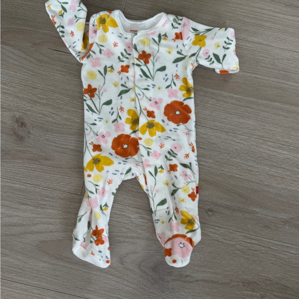 Magnetic Me Floral terrycloth Footie sleeper